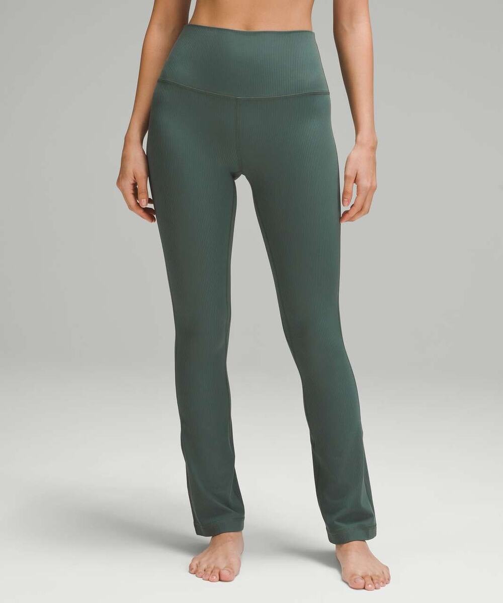 Lululemon Align Ribbed Mini Flare Pants Size 10 Green Yoga Pilates Workout Gym